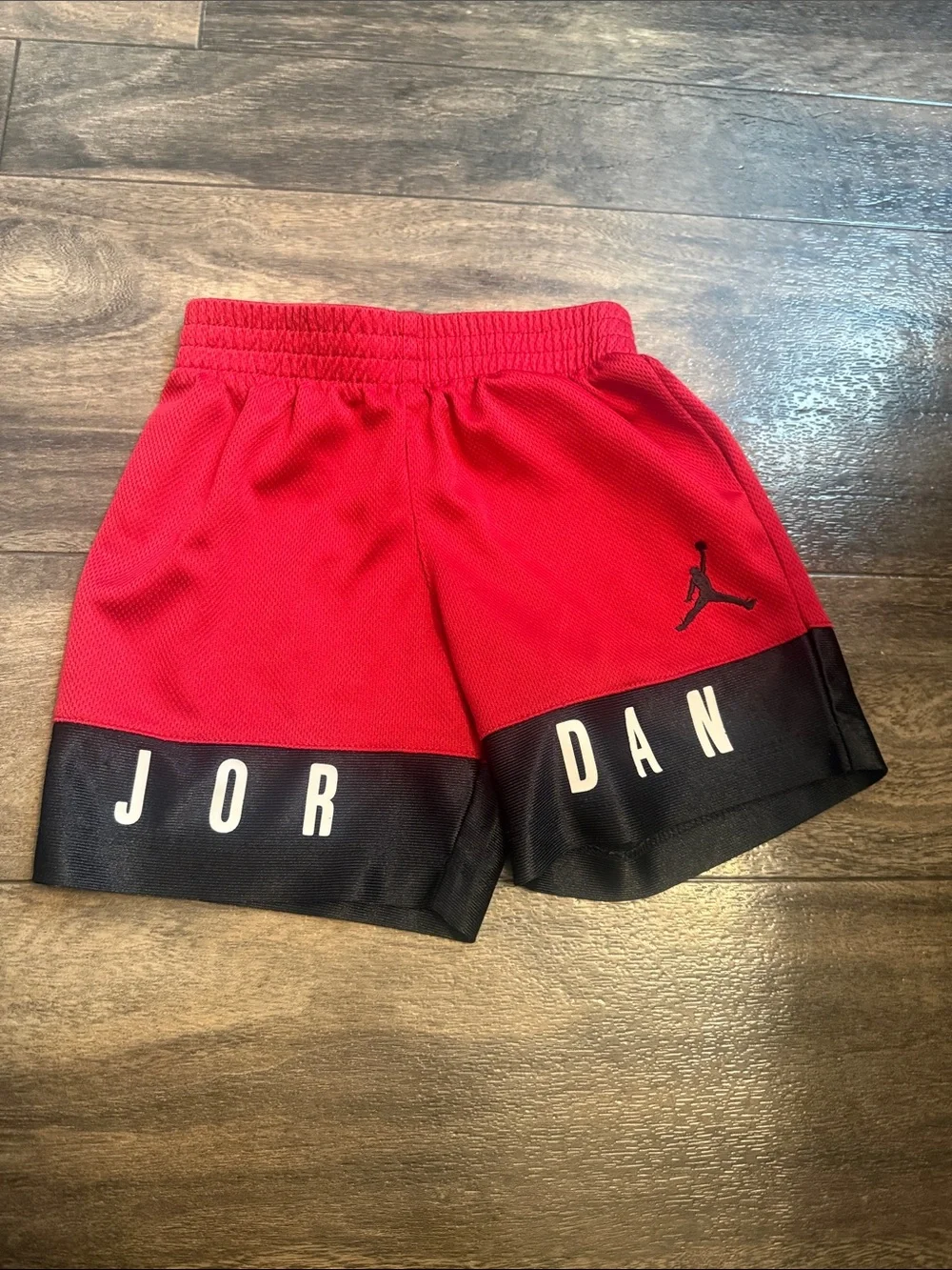 Jordan Kids Red and Black Logo Athletic Shorts